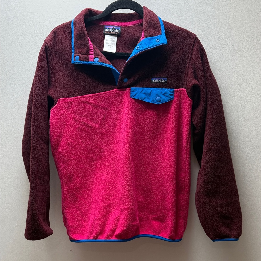 Patagonia Synchilla Fleece in Burgundy and Black